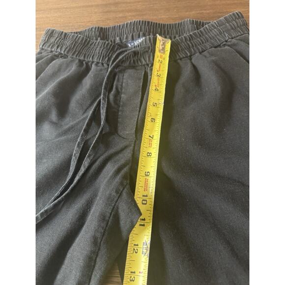 J.Crew Pants Black Linen Blend Pull On Tapered High Rise Drawstring 4 - Picture 6 of 7